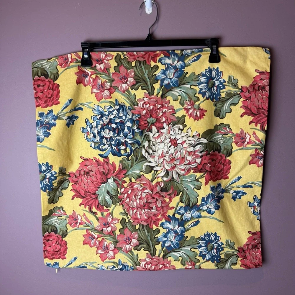 Lot of 2 Pottery Barn 24x24 Euro Pillow Covers Floral Country Cottage